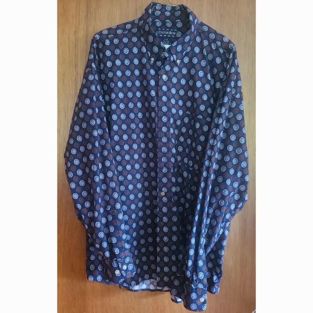 Cotton Row Men's Long Sleeve Print Shirt 2XB